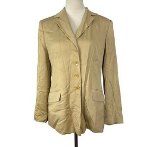 Talbots Blazer‎ Silk Blend Business Career Jacket Neutral Tan Womens Size 6